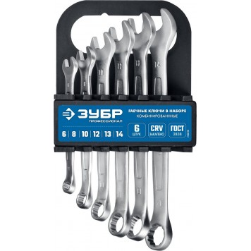 27088-H6_z01 | Набор комбинированных гаечных ключей 6 шт, 6 - 14 мм, ЗУБР-0