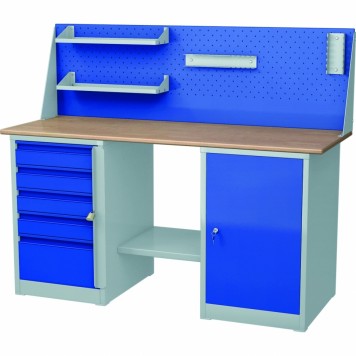 97416 | Верстак комбинированный ВК-01 Нагрузка 250 кг, тумба с 5 ящиками, тумба с 2 съемными полками., РОССИЯ-0
