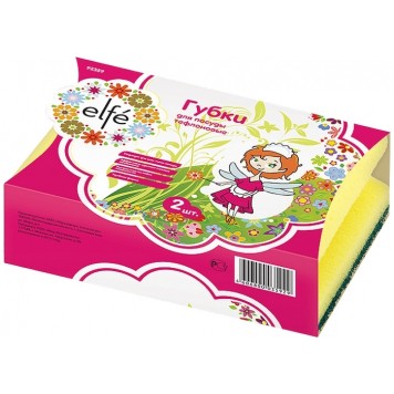 92359 | Губки для посуды профильные, 95 х 70 х 45 мм, 2 шт, в картоне, ELFE-1