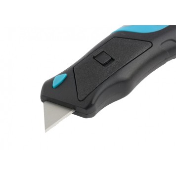 78879 | Нож, ремонтно-монтажный, трехкомпонентная рукоятка, кнопочный автовыброс, возврат лезвия, 175 мм, 5 заточенных лезвий, GROSS-2