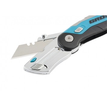 78882 | Нож, ремонтно-монтажныйный, складной, трехкомпонентная рукоятка, контейнер-держатель для лезвий, 175 мм, 2 заточенных лезвия, GROSS-3