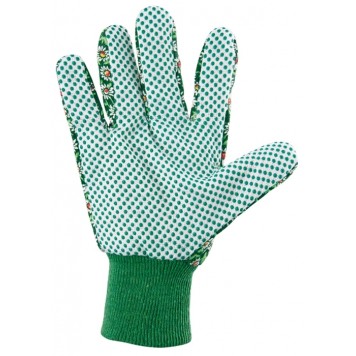 67762 | Перчатки садовые х/б ткань с ПВХ точкой, манжет, M, PALISAD-2