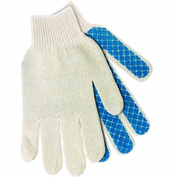 67812 | Перчатки х/б, ПВХ покрытие, шахматный облив, 5 пар в упаковке, 10 класс Россия, РОССИЯ-1
