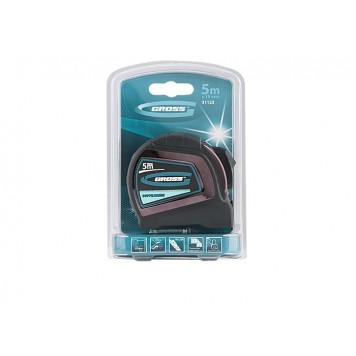 31123 | Рулетка 5 м x 19 мм, двухсторонний зацеп, Нейлон, двусторонняя шкала, автоматическая фиксация, GROSS DOPPELHAKEN-2