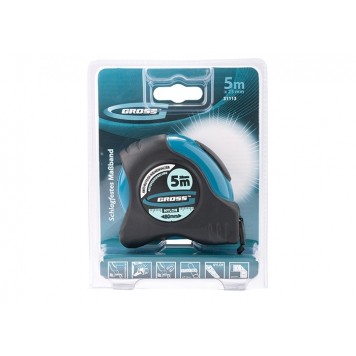 31113 | Рулетка 5 м x 25 мм, магнитный обрезиненный зацеп, двусторонняя шкала, Нейлоновое покрытие, автоматическая фиксация, GROSS SCHLAGFEST-2