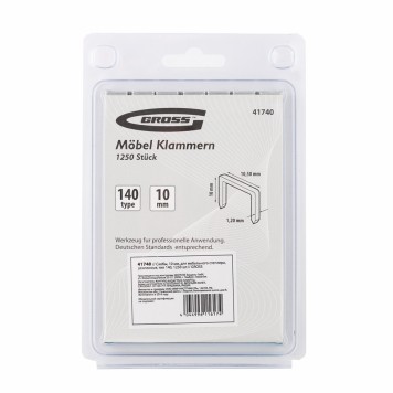 41740 | Скобы, 10 мм, для мебельного степлера, усиленные, тип 140,1250 шт, GROSS-3