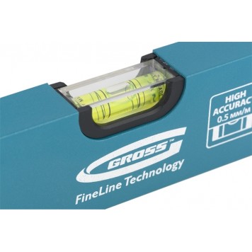 33624 | Уровень алюминиевый усиленный, 400 мм, 3 глазка, GROSS-1