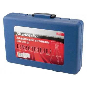 35027 | Уровень лазерный, 400 мм, 850 мм штатив, 3 глазка, (база, 2 линзы, очки) пластиковый бокс, MATRIX-1