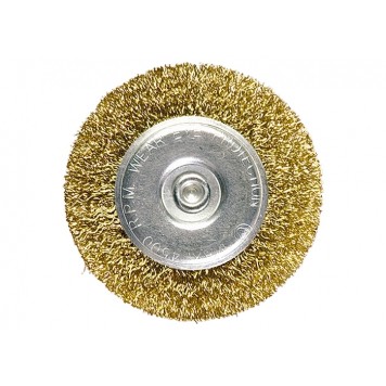 74440 | Щетка для дрели, 30 мм, плоская со шпилькой, латунированная витая проволока, MATRIX-1