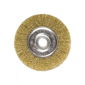 74648 | Щетка для УШМ, 100 мм, посадка 22,2 мм, плоская, латунированная витая проволока, MATRIX-1