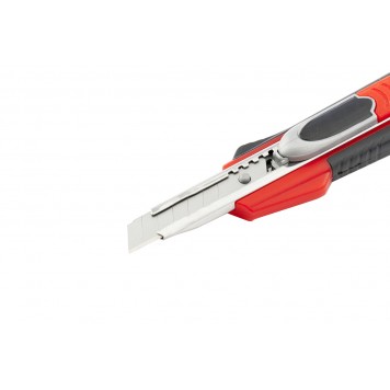 78934 | Нож, 9 мм, выдвижное лезвие "Quick Blade" металлическая направляющая, двойная фиксация, эргономичная двухкомпонентная рукоятка, MATRIX-1