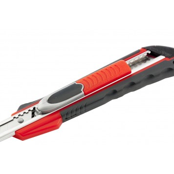 78934 | Нож, 9 мм, выдвижное лезвие "Quick Blade" металлическая направляющая, двойная фиксация, эргономичная двухкомпонентная рукоятка, MATRIX-2