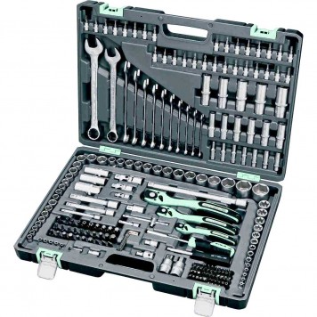 14115 | Набор инструмента, 1/4, 3/8, 1/2, Cr-V, S2, усиленный кейс, 216 предметов, STELS-0