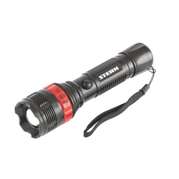 90572 | Фонарь бытовой, пластик, 3 W Led, ремешок, зум, 3 режима 100%-50%-строб, 3 х ААА, STERN-0