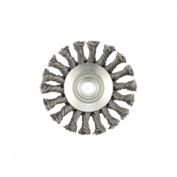 74609 | Щетка для УШМ, 100 мм, М14, "тарелка", крученая проволока 0,5 мм, MATRIX-3