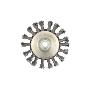 74610 | Щетка для УШМ, 115 мм, М14, "тарелка", крученая проволока 0,5 мм, MATRIX-3