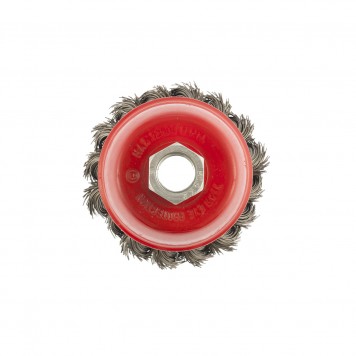 74613 | Щетка для УШМ, 65 мм, М14, "чашка", крученая проволока 0,35 мм, MATRIX-2