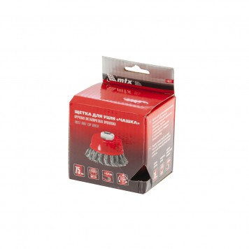 74622 | Щетка для УШМ, 75 мм, М14, "чашка", крученая проволока 0,8 мм, MATRIX-3