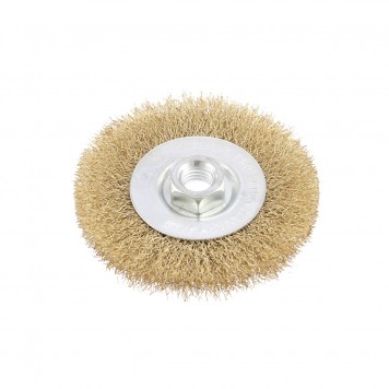 74650 | Щетка для УШМ, 100 мм, М14, плоская, латунированная витая проволока, MATRIX-1