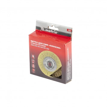 74650 | Щетка для УШМ, 100 мм, М14, плоская, латунированная витая проволока, MATRIX-3