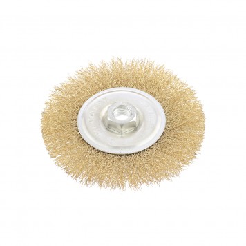 74651 | Щетка для УШМ, 125 мм, М14, плоская, латунированная витая проволока, MATRIX-1