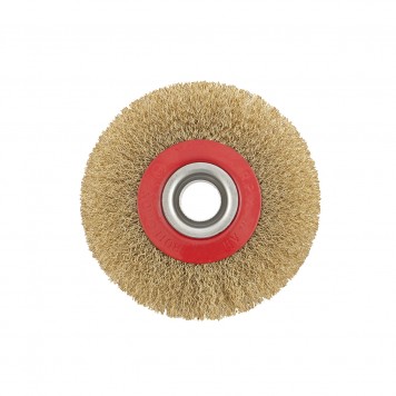 74659 | Щетка для точила, 125 мм, посадка 20 мм, плоская, латунированная витая проволока, MATRIX-2