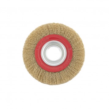 74660 | Щетка для точила, 150 мм, посадка 32 мм, плоская, латунированная витая проволока, MATRIX-2