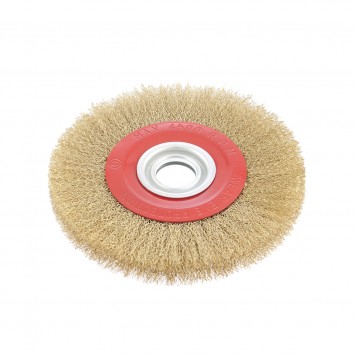 74662 | Щетка для точила, 200 мм, посадка 32 мм, плоская, латунированная витая проволока, MATRIX-1