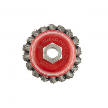 74676 | Щетка для УШМ, 75 мм, М14, "чашка", двухрядная, крученая проволока 0,35 мм, MATRIX-2