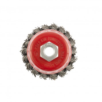 74686 | Щетка для УШМ, 75 мм, М14, "чашка", двухрядная, крученая проволока 0,8 мм, MATRIX-2