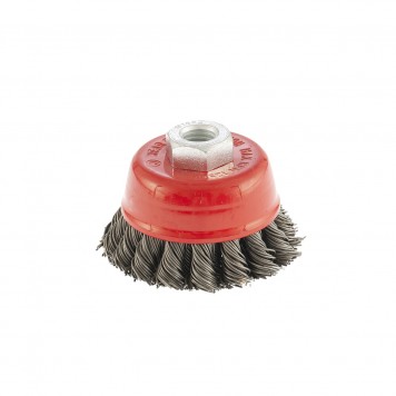 74686 | Щетка для УШМ, 75 мм, М14, "чашка", двухрядная, крученая проволока 0,8 мм, MATRIX-1