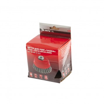 74687 | Щетка для УШМ, 100 мм, М14, "чашка", двухрядная, крученая проволока 0,8 мм, MATRIX-4