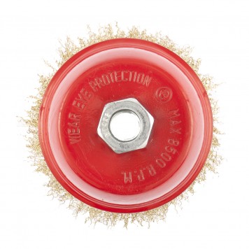 74605 | Щетка для УШМ, 100 мм, М14, "чашка", латунированная витая проволока, MATRIX-1