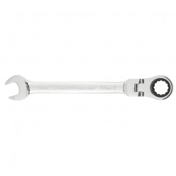 14869 | Ключ комбинированный трещоточный, 17 мм, CrV, шарнирный, зеркальный хром, MATRIX PROFESSIONAL-0