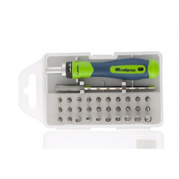 13370 | Отвертка реверсивная для точных работ с набором бит и торцевых головок, 32 предмета, CrV, СИБРТЕХ-2