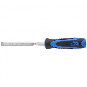 24639 | Долото-стамеска, плоская, 14 мм, двухкомпонентная рукоятка, металлический затыльник, БАРС-0