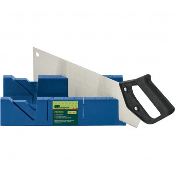 22538 | Стусло пластиковое, синее, 4 угла для запила, пила 450 мм, СИБРТЕХ-0