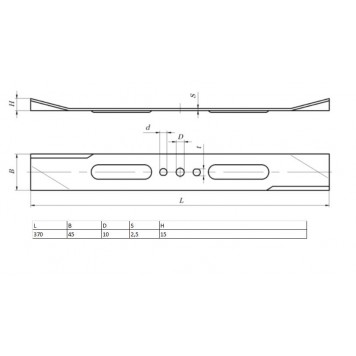 96337 | Нож для газонокосилки EGC-1500, 370 х 45 х 2,5 мм, KRONWERK-1
