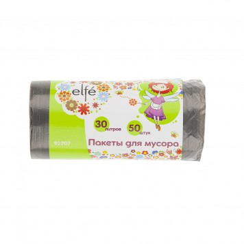 92707 | Пакеты для мусора 30 л х 50 шт, серые, ELFE-0