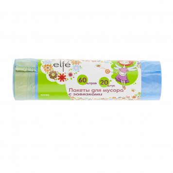 92720 | Пакеты для мусора с завязками 60 л х 20 шт, синие, ELFE-0