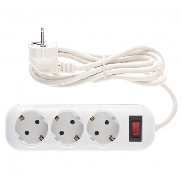 95770 | Удлинитель бытовой серия EF, с заземлением и выключателем, 2 м, 3 розетки, 10 A, STERN-0