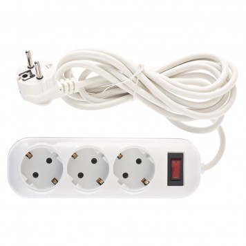 95771 | Удлинитель бытовой серия EF, с заземлением и выключателем, 3 м, 3 розетки, 10 A, STERN-0