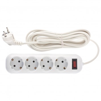 95777 | Удлинитель бытовой серия EF, с заземлением и выключателем, 4 м, 4 розетки, 10 A, STERN-0