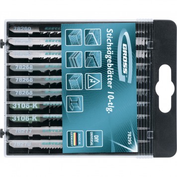 78295 | Набор полотен для электролобзика универсальный, 10 шт, DIY, пластиковый кейс, GROSS-1