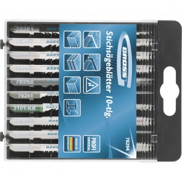 78294 | Набор полотен для электролобзика универсальный, 10 шт, Profi, пластиковый кейс, GROSS-1