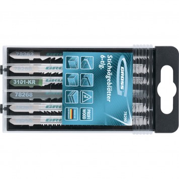 78290 | Набор полотен для электролобзика по дереву, 6 шт, Profi, пластиковый кейс, GROSS-1