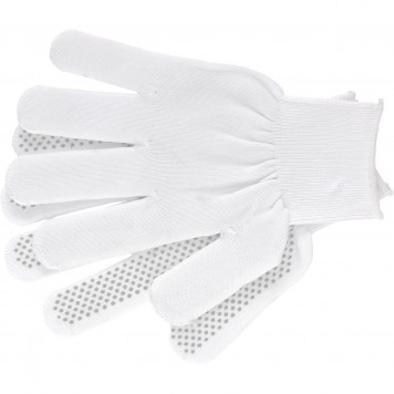 67825 | Перчатки Нейлон, ПВХ точка, 13 класс, белые, L Россия, РОССИЯ-0