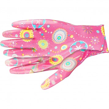 67744 | Перчатки садовые из полиэстера с нитрильным обливом, красные, S, PALISAD-0