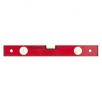 33220 | Уровень алюминиевый, 400 мм, 3 глазка, красный, линейка, MATRIX-0