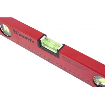 33220 | Уровень алюминиевый, 400 мм, 3 глазка, красный, линейка, MATRIX-2